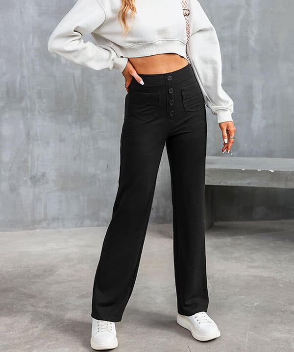 EMMA'S High-waisted elastische casual broek